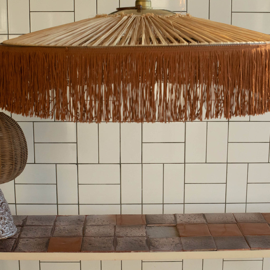 suspension parasol frange marron L